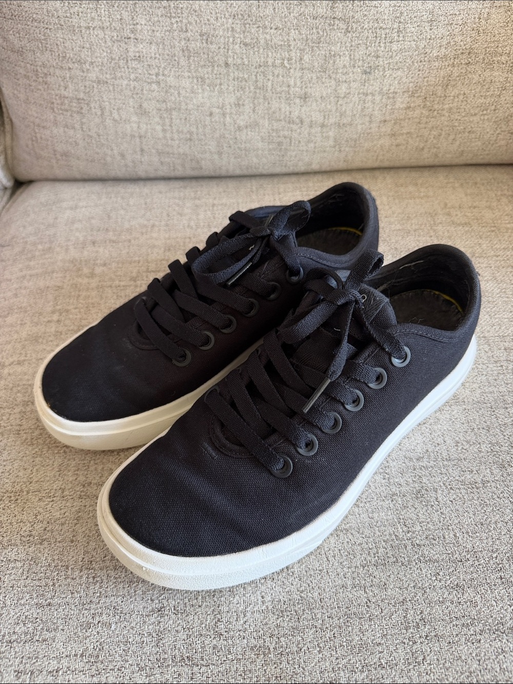 allbirds Black Canvas Low-Top Piper Sneakers with White Sole 8